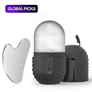 Stainless Steel Scraping Sheet & Ice Grid, 1 Count Facial Skin Care Ice Mould & 1 Count Heart Shaped Massage Scraper for Facials & Gua Sha Set, Face Beauty Ice Skin Care Tool Set, Facial Body Scraper