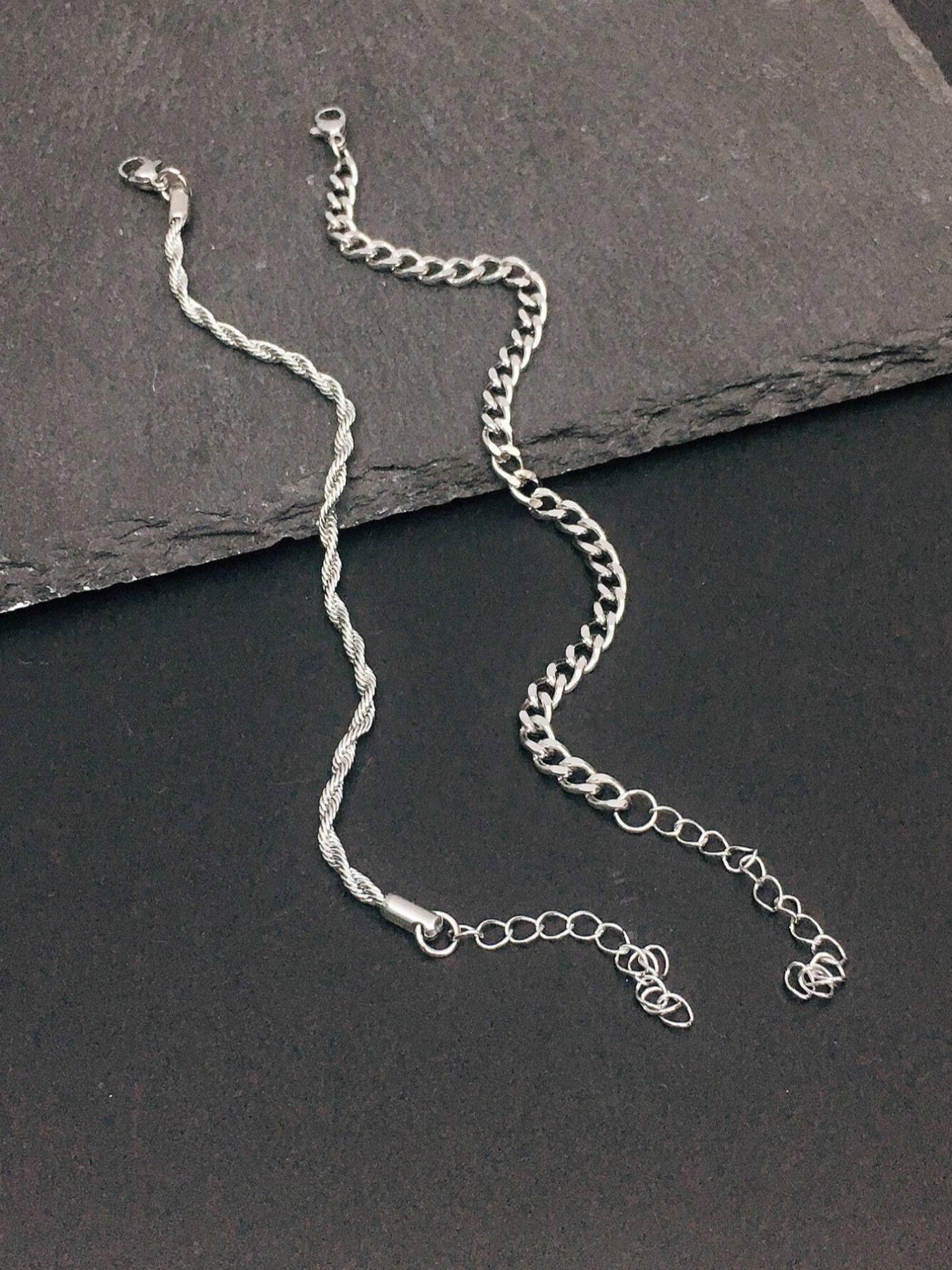 Men's Simple Style Stainless Steel Chain Bracelet, Fashion Jewelry for Party, Everyday Accessory, Trendy All-match & Exquisite Jewelry for Birthday Gift, Adjustable Link Bracelet, Stackable Bracelets