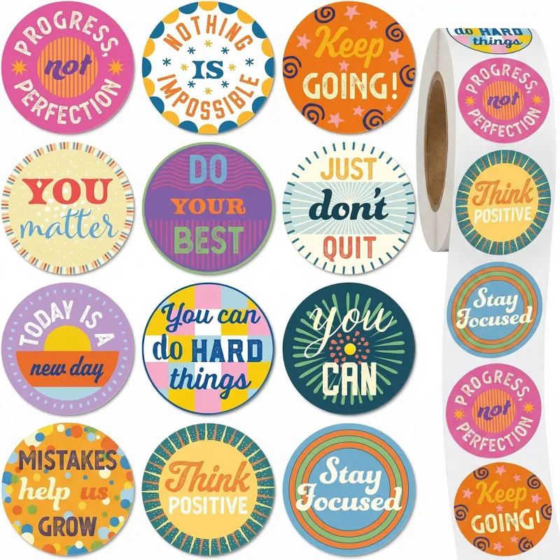 500pcs Growth Mindset Stickers to Break Negative Thought Patterns, Inspiring & Encouraging Affirmation Labels - Colorful Motivational Decals - Inspirational Uplifting Labels - Motivating Tags, Positive Stickers