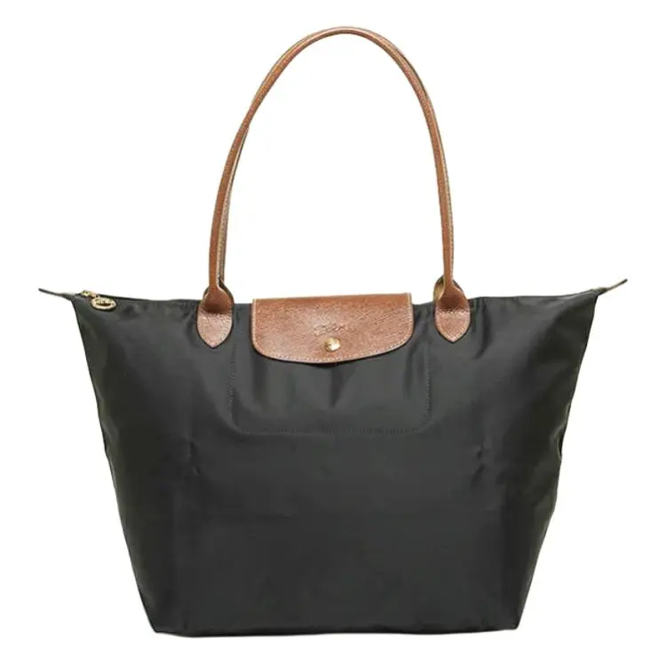 Longchamp Le Pliage 31 Large Tote Bag for Women, Minimalist Design with Gold-Tone Hardware, Canvas and Leather, Black