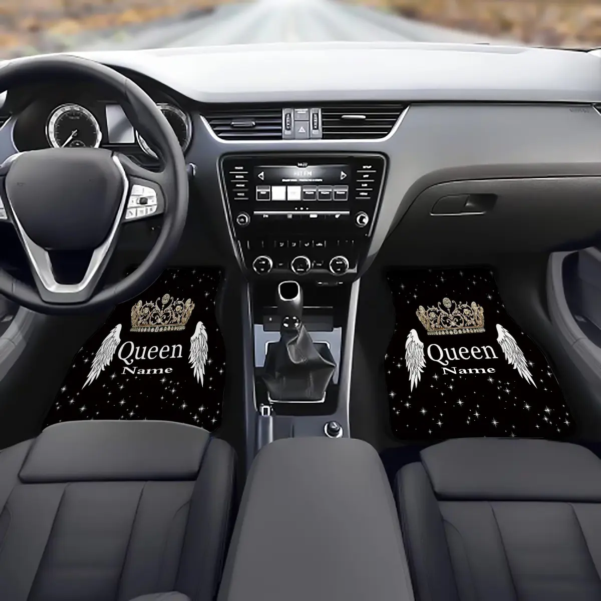4pcs Customizable Name Car Mats Featuring a Crown Pattern Design. The Perfect Gift for Christmas, New Year, And Valentine'S Day. Easy-To-Clean Interior Additions with an Elegant Appearance, Suitable for Sedans, Trucks, And Suvs