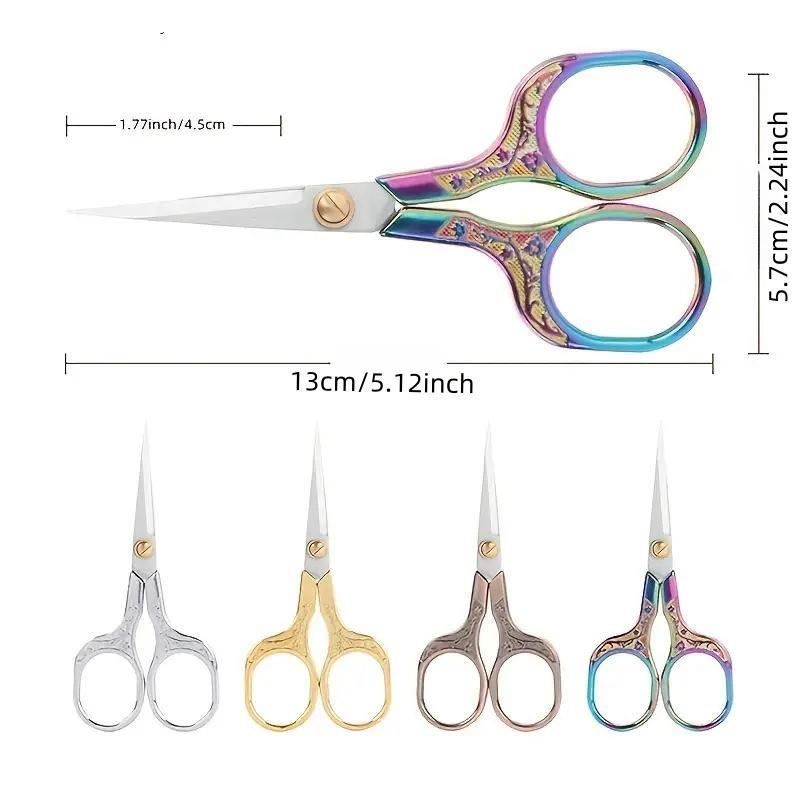 Vintage Flower Pattern Stainless Steel Scissors, Multipurpose Household Scissors, Multi-functional Scissors for Cutting Paper, Sewing, Crafting, Cutting Supplies