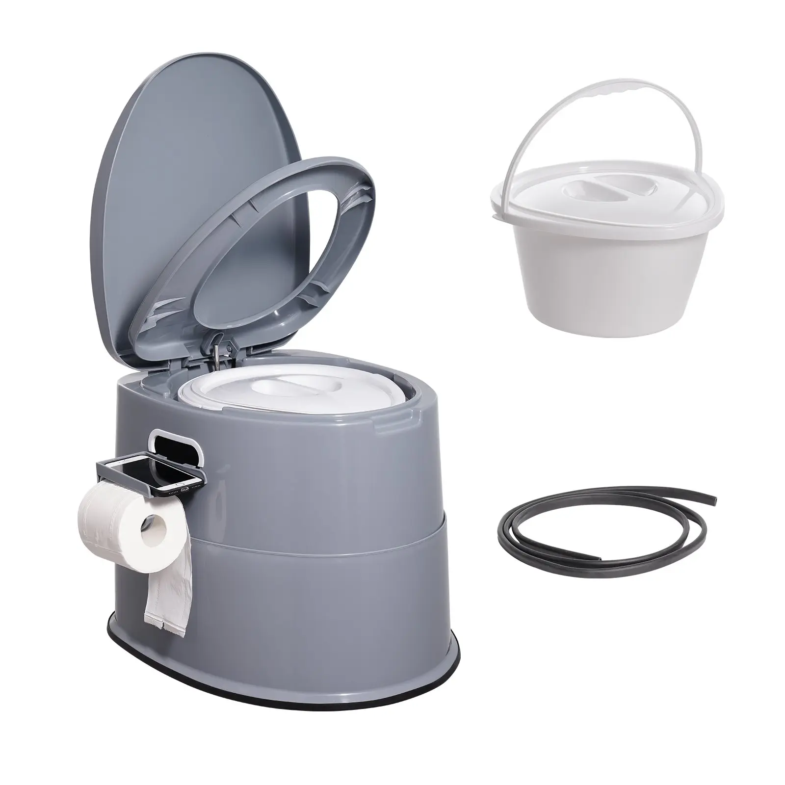 【DealsForYouDays】VEVOR Portable Toilet for Camping, Porta Potty with 1.3 Gal Detachable Inner Bucket & Removable Paper Holder, Commode with Dual Lids, Travel Toilet for Adults Kids Outdoor Camping Car Long Road Trips