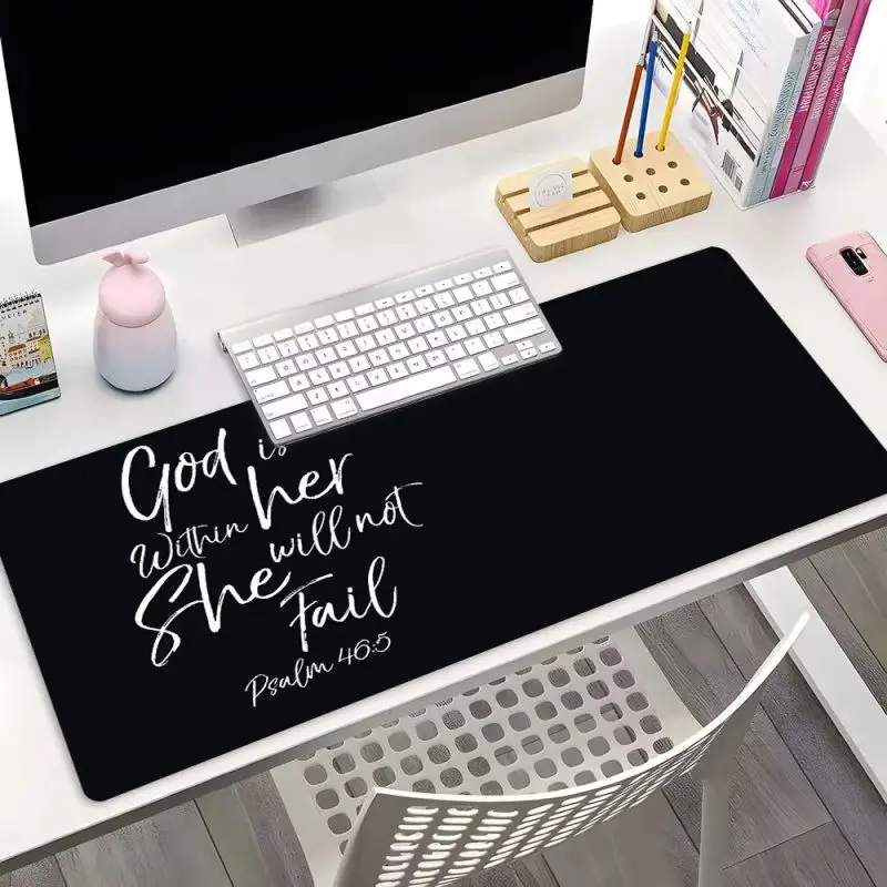 XXL Multi-Color Christian "God Is Within Her" Bible Verse Gaming Mouse Pad - Non-Slip Rubber Base Office Desk Accessory, Ideal Back-to-School Gift for Friends