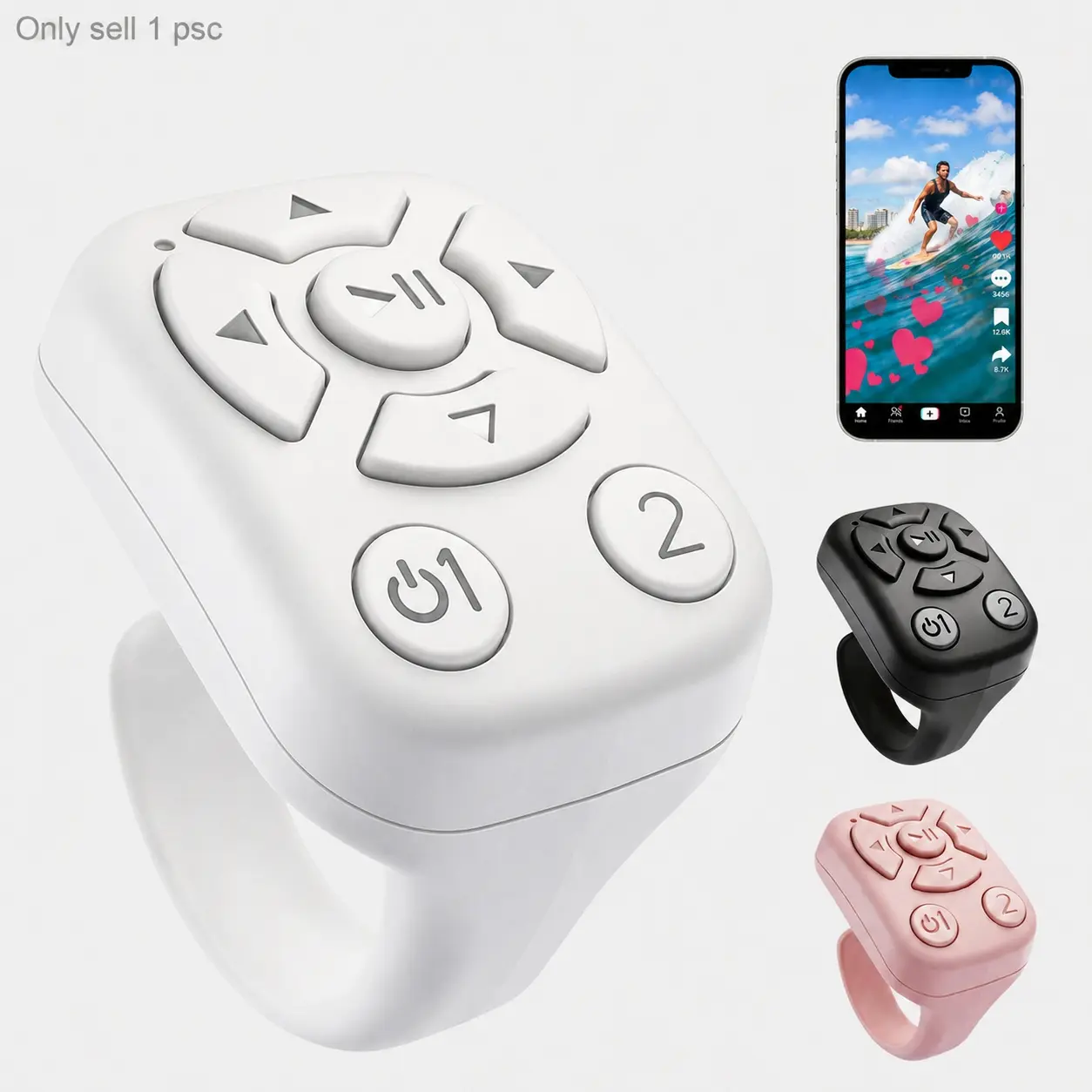 TikTok Scrolling Ring, Wireless Remote Control Page Turner for iPhone Android, Phone Video Scroller, Camera Shutter Remote for Selfies, Short Videos, E-Books and Music Control, Shutter Clicker, Camera Phone Accessories