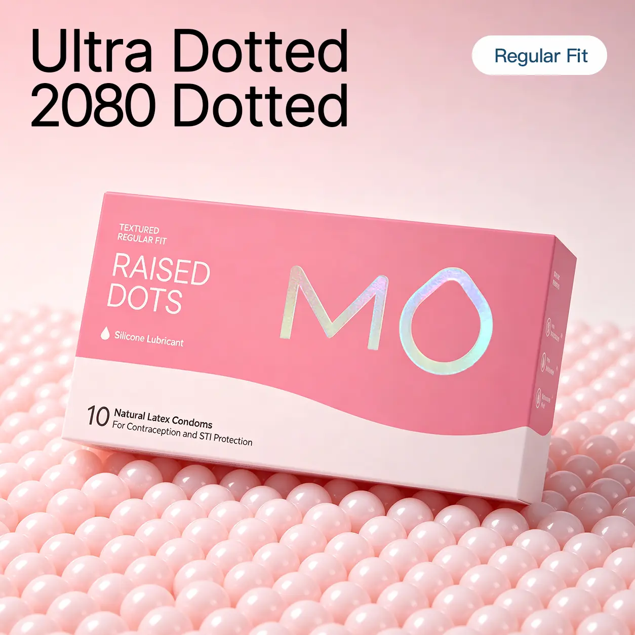 MO 2080 Textured Studded Texture Natural Latex Condoms, Soft, Comfortable, Universal Fit, Sensitive Safe Clean Formula for Sensitive Skin, 10 Pcs