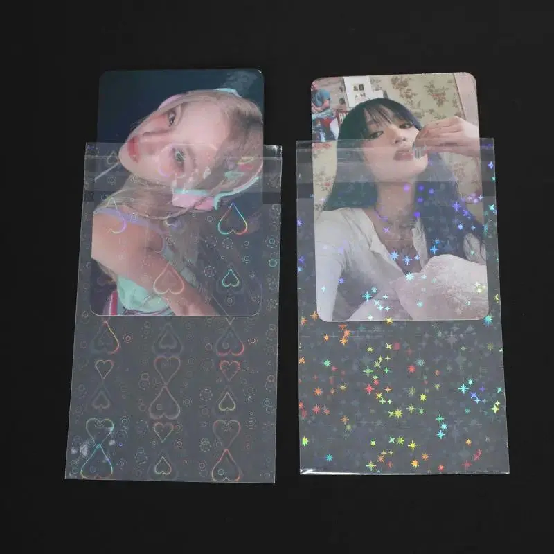 50pcs ins Card Sleeves 65x90mm Heart Bling Holder For Holo Postcards Top Load Films Photocard Game Cards Protector Storage Bag