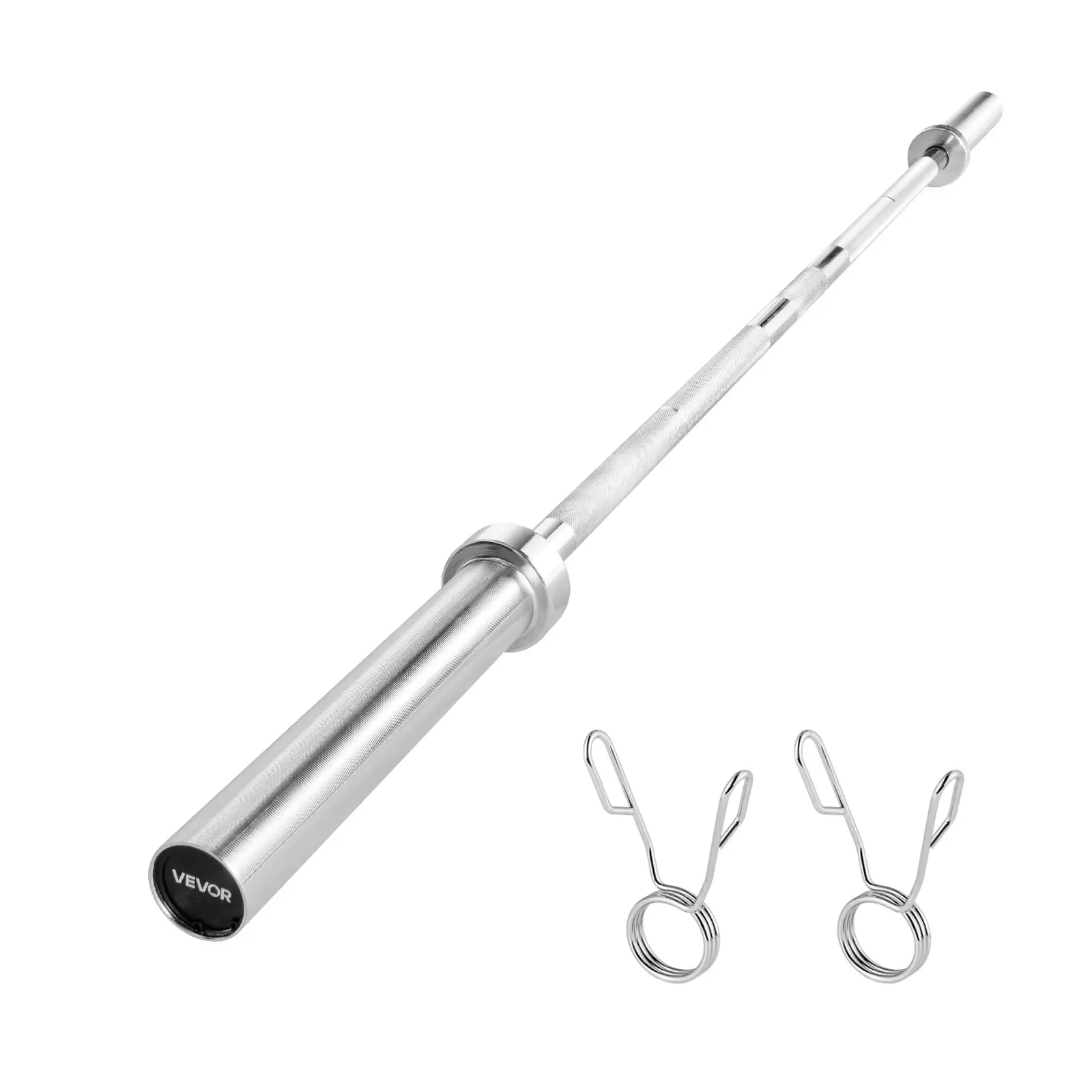 VEVOR 6FT Chrome-Plated Barbell Bar, 2-Inch Sleeve Fits Weight Plates, Knurled Grip Barbells, 500 lbs Capacity, 360° Rotating Sleeves (25.68 lbs) Enhances Smoothness for Strength Training, Weightlifting