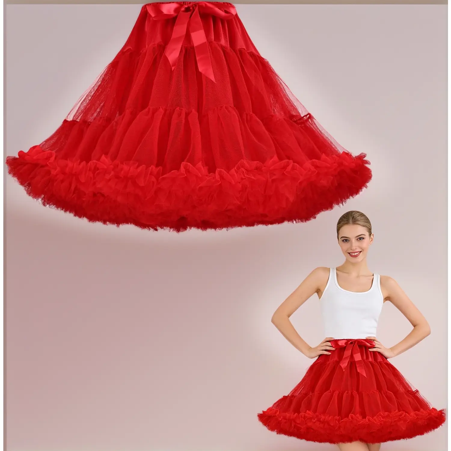 Men's 3-Layer Tiered Pleated Tulle Petticoat Underskirt, Puffy Ballet Look Cute Accessory for Special Occasion Party Wear Costumes