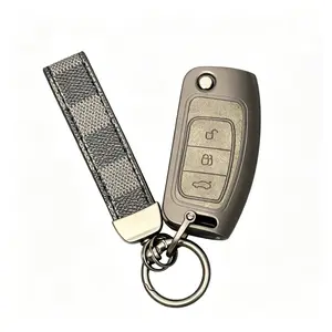 Zinc Alloy Car Key Fob Cover Case with Keychain for Ford Focus MK2 Fiesta Mondeo Kuga Escape, Durable Protective Shell Hanger Skin for Ecosport Galaxy B-Max C-Max