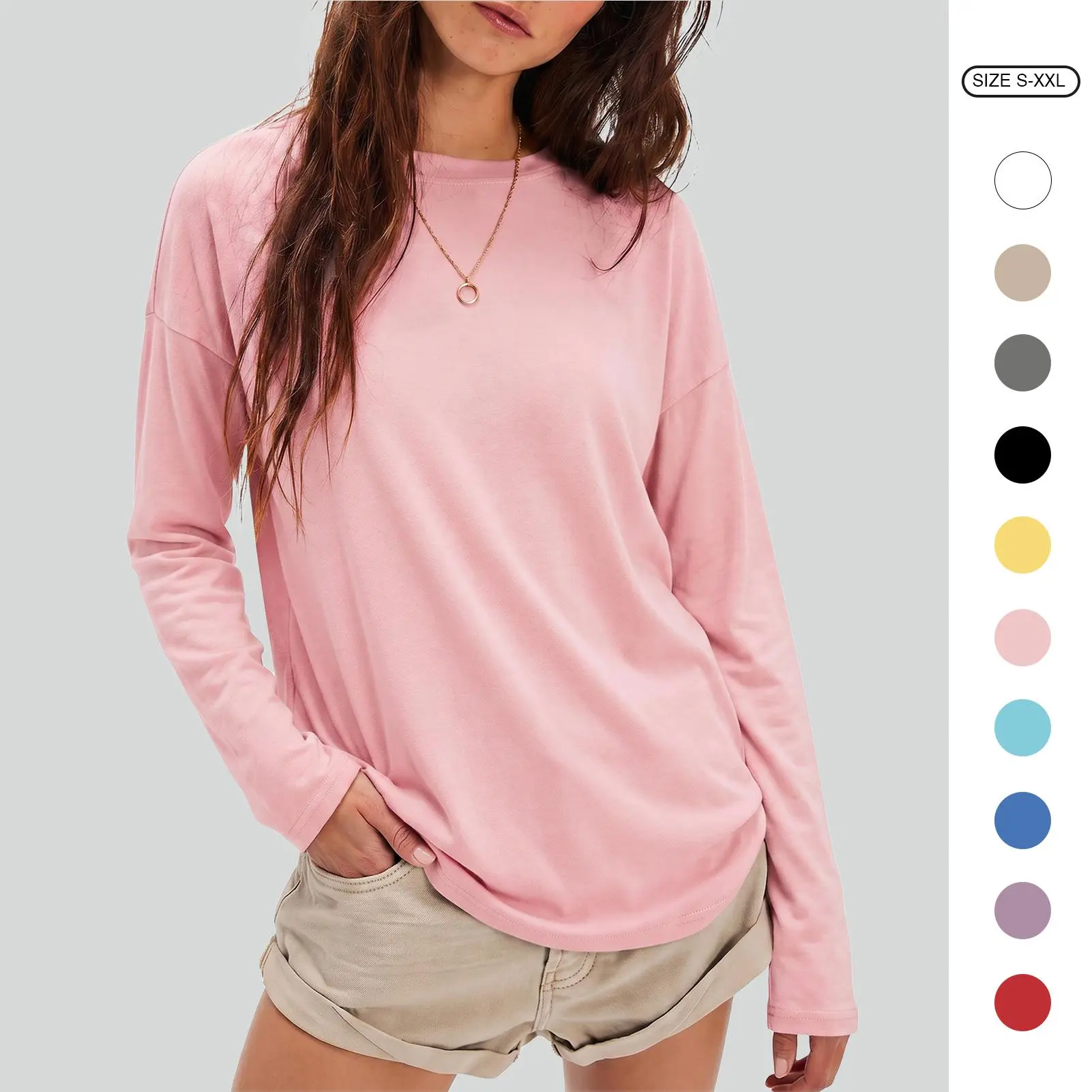 Imily Bela Womens Oversized Long Sleeve Tops Casual T Shirts Loose Crew Neck Tunic Tee Shirts Blouse