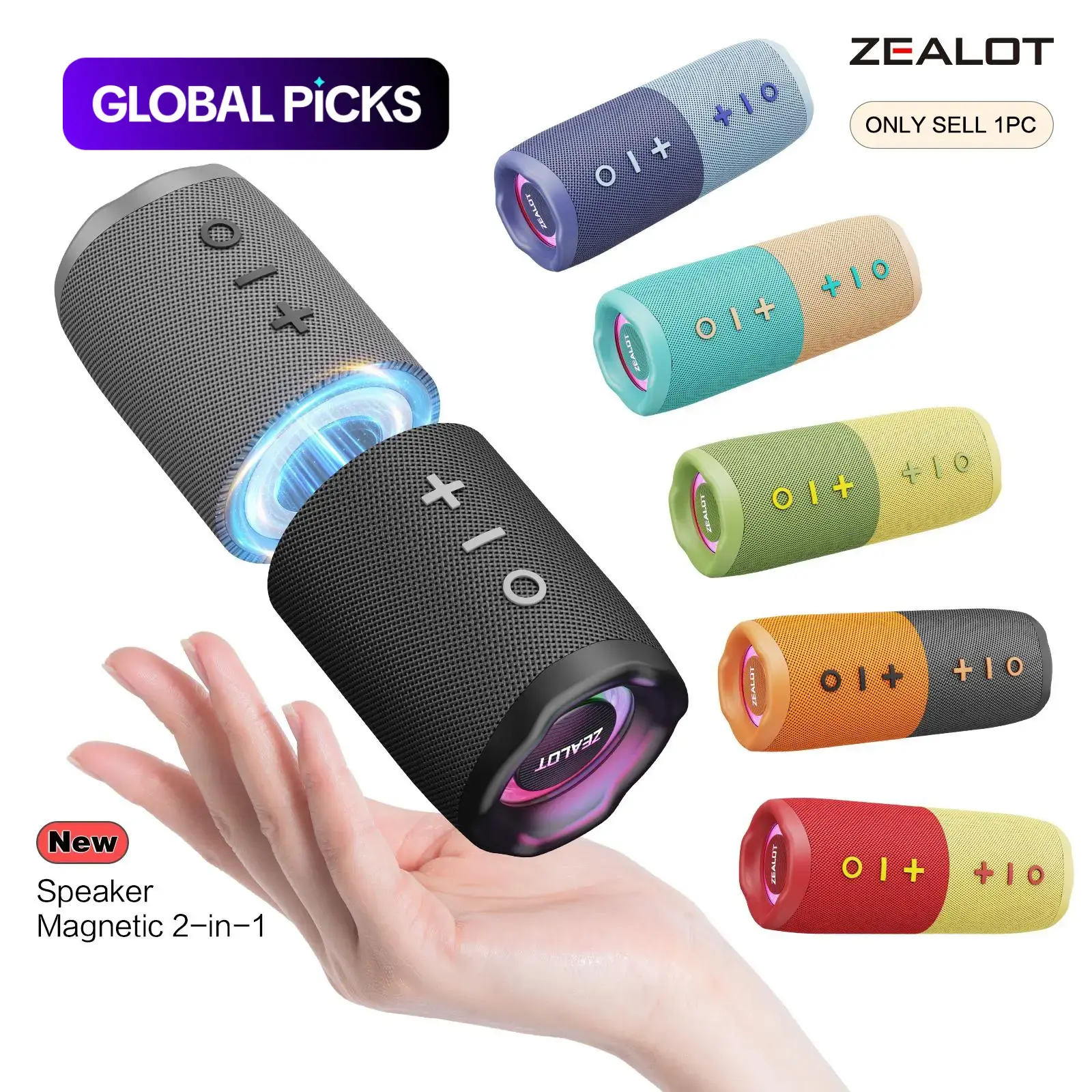 Portable Bluetooth-compatible Speaker with Magnetic 2-in-1 Design, Wireless Rechargeable Mini Speaker, IPX4 Waterproof, 10-Hour Playtime, TWS Pairing, BT 5.4 and FM Radio, Multifunctional Wireless Speaker #GLOBAL PICKS