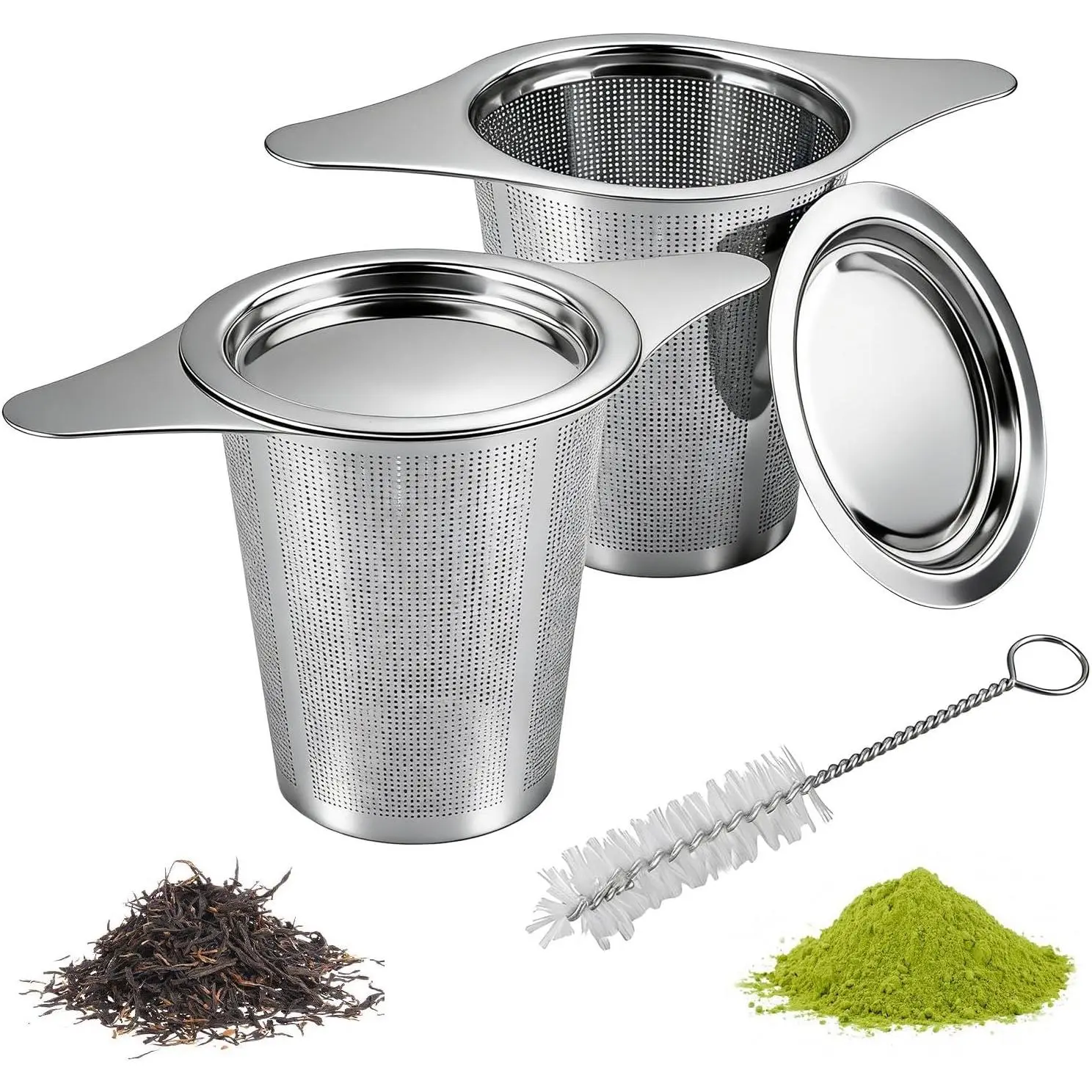 2-Pack 304 Stainless Steel  Infusers with Double Handles, Ultra-Fine Mesh Loose Leaf Strainers, Fits  Teapots & Mugs, Easy to Clean –   for  Lovers