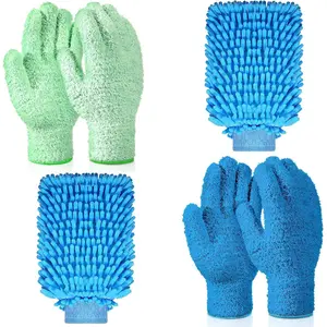 6 Pcs Microfiber Dusting Mitt Gloves for Plants Washable Dusting Gloves for House Cleaning Furniture Car Washing