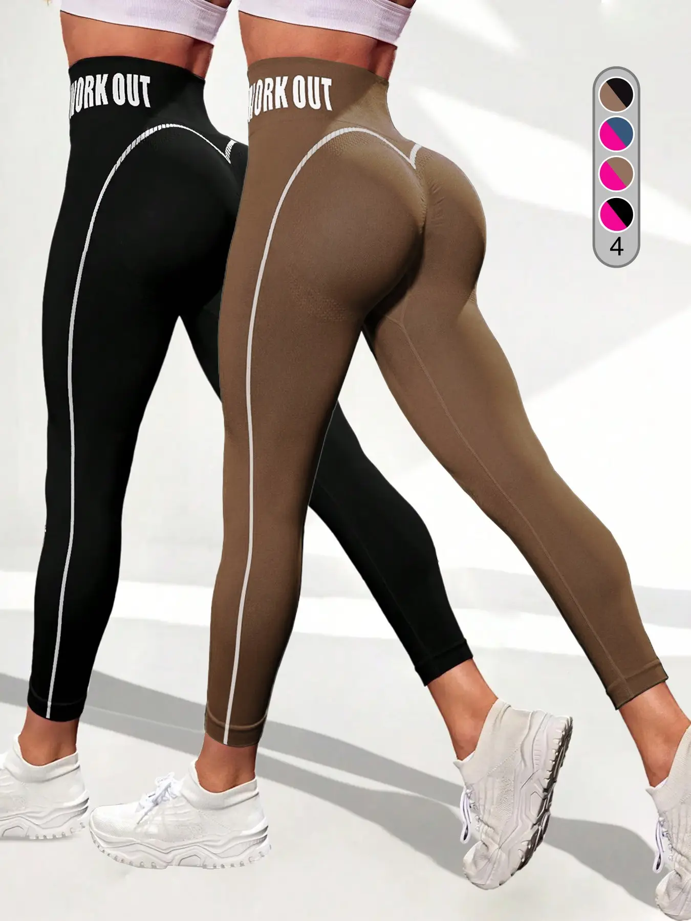 Women's High Waist Sporty Yoga Pants, Striped Letter Design, Tight-Fit Activewear for Running & Fitness, Essential Gym Wear, Gym Legging, Gym Sportswear Bottoms, High Waisted Sportswear