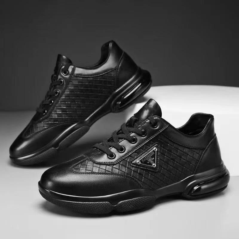 Spring new men's casual leather shoes, trendy shoes, fashionable and versatile trendy leather sneakers