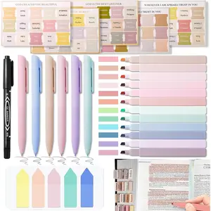 Journaling Kit,  Study Supplies Kit for Women,12 Highlighters No Bleed, 6 Colored Pens, 75  Tabs, 100 Sticky Notes and Marker Pen, Christian Gifts for Women Men