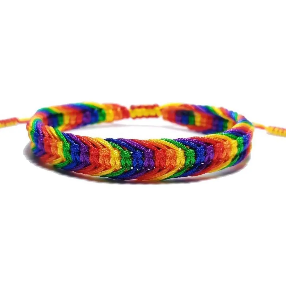 LGBTQ Rainbow Pride Bracelets for Women Men  Bulk Rainbow Pride Parade Wristband Transgender Pansexual Nonbinary Asexual Gay & Lesbian Macrame Style Rope Woven Bracelet