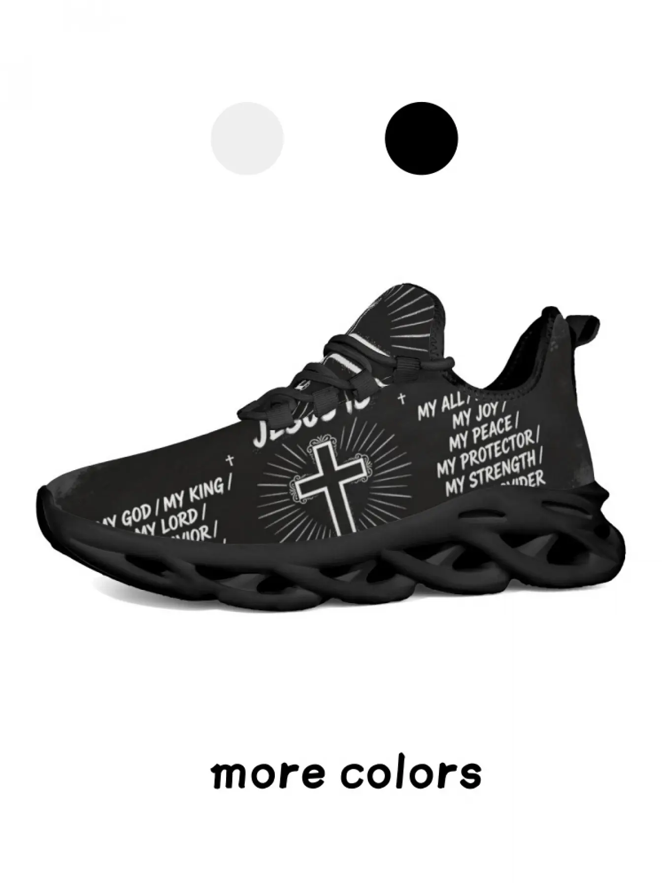 1 Pair Unisex Lightweight Thick Sole Cushion Sneakers, Low Top Shoes, Cross Faith Theme Print, Comfortable Breathable Casual Sports Shoes, Sporty Breathable Shoes