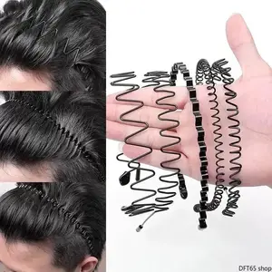 Metal Zigzag Wave Headband With Built-In Comb Textured Twisted Frame Adjustable Elastic Structure Unisex For Men Women Sports Daily Hairstyle Fixing Anti Slip Durable Lightweight Training Hair Styling Accessory