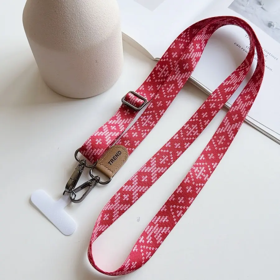 Retro Pattern Universal Adjustable Crossbody Cell Phone Lanyard Neckband Strap Rope Anti-Lost Phone Lanyards with Clip