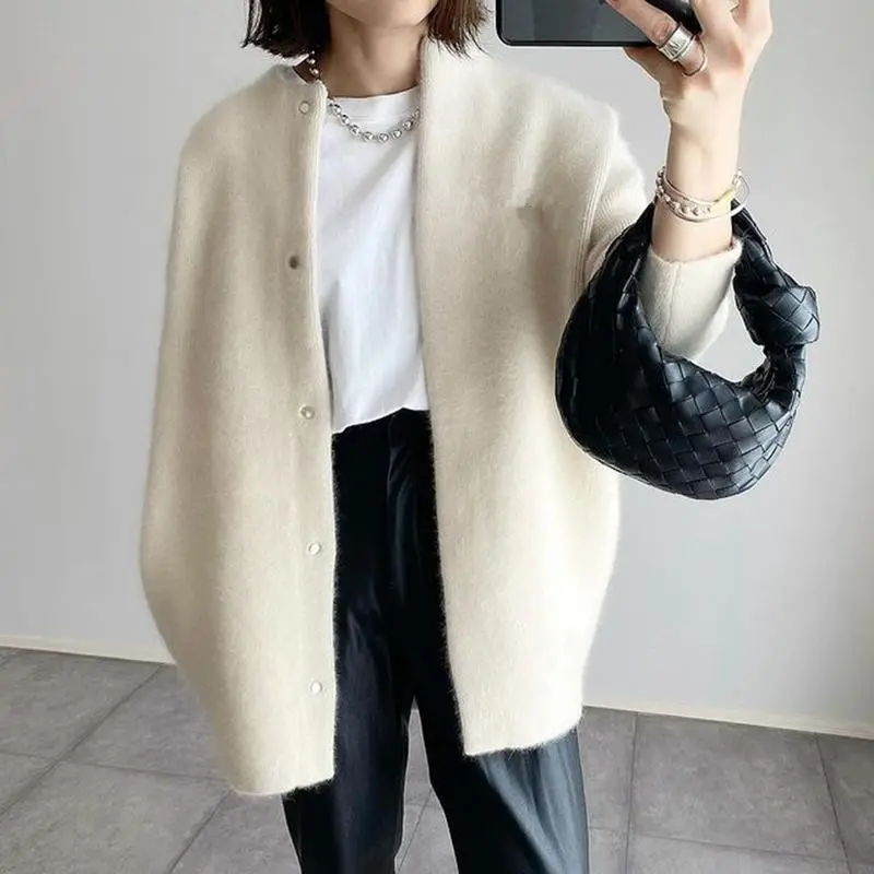 Multicolor  Autumn Winter Ultra Soft Knitted Jacket Slimming Design Sense Niche Loose Fit Women's Jacket