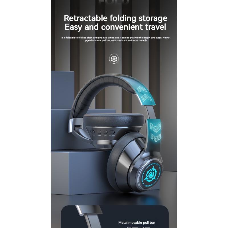Extra-long Standby 200 Hours Gaming Headset, With LED Lights, Wireless 5.0 Chip, 99D Surround Sound, Noise-cancelling Voice, Push Button Volume Control, Type-C Plug, Rechargeable Lithium Polymer Battery, Mobile Phone Compatible, Video Game Extra-long Standby 200 Hours Gaming Headset, With LED Lights, Wireless 5.0 Chip, 99D Surround Sound, Noise-cancelling Voice, Push Button Volume Control, Type-C Plug, Rechargeable Lithium Polymer Battery, Mobile Phone Compatible, Video Game