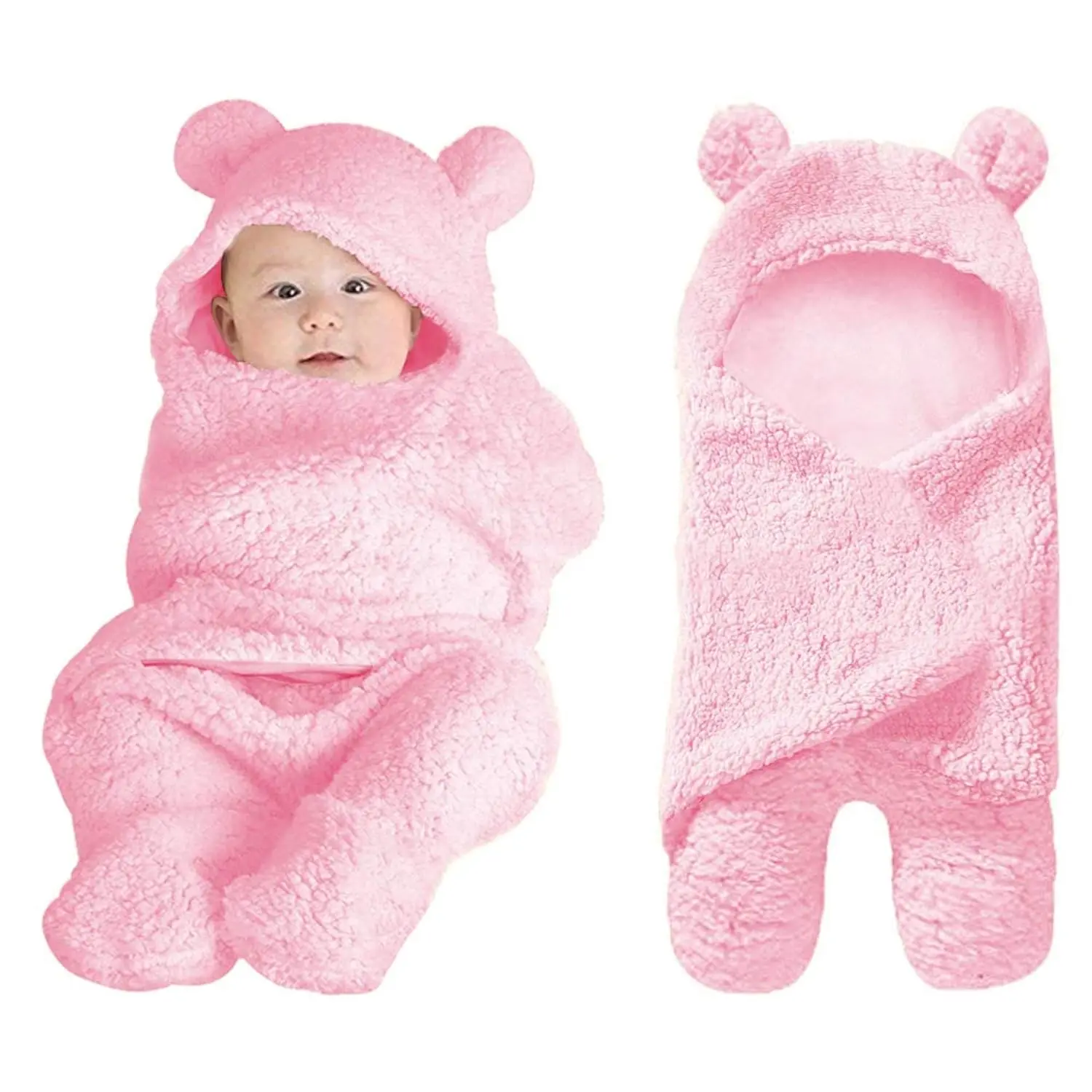 Newborn Plush Nursery Swaddle Blankets, Cute Baby Girls' Soft All-Season Blankets & Throws, Pink New Model for 0-3 Months Infants, All Seasons
