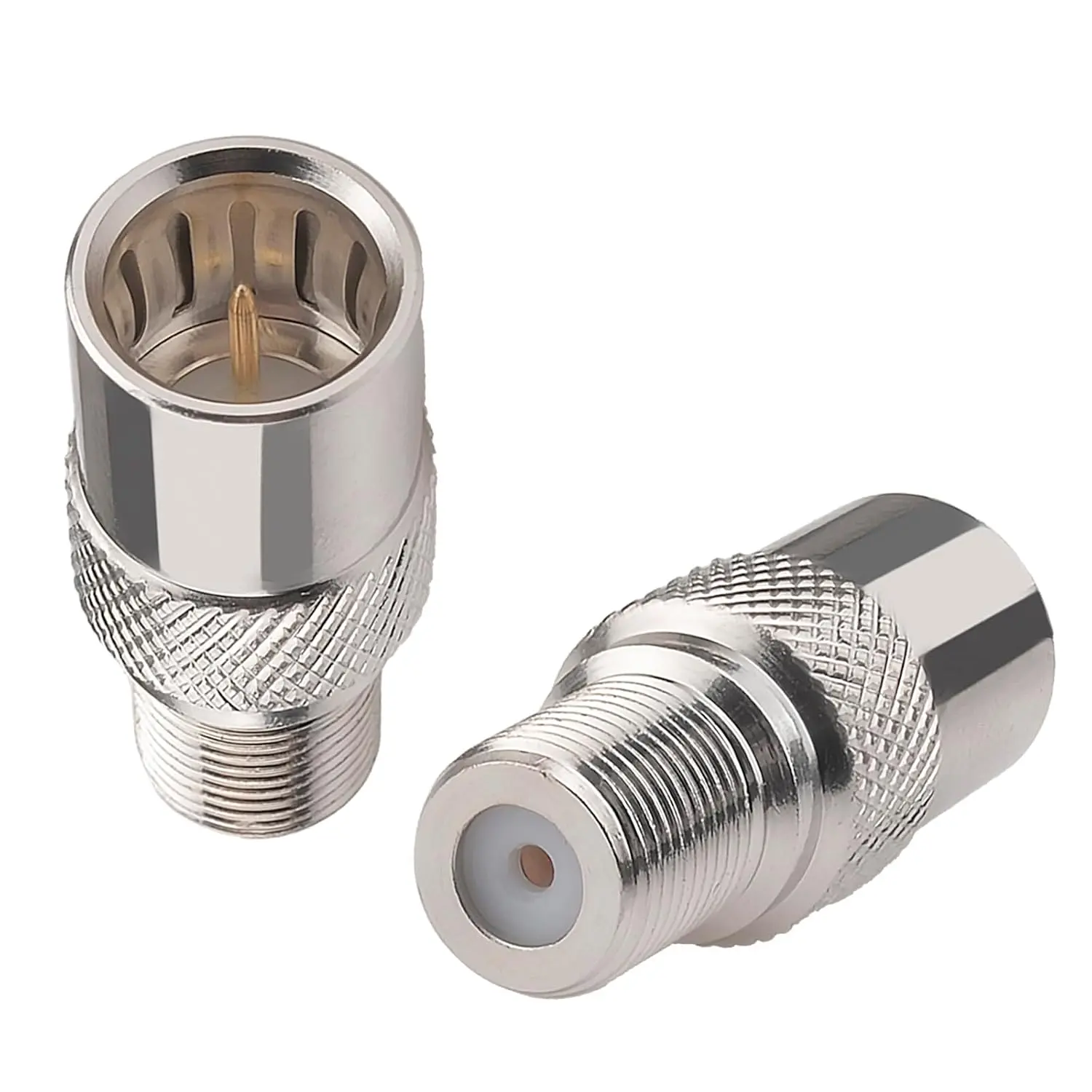 Coax Quick Connector Quick Push  Male to F Female Adapter F Type Male to Female Extender Push  Connector for RG6 Coaxial ,Antenna, RVs,  Receiver and Camping TV Connection Pack of 2