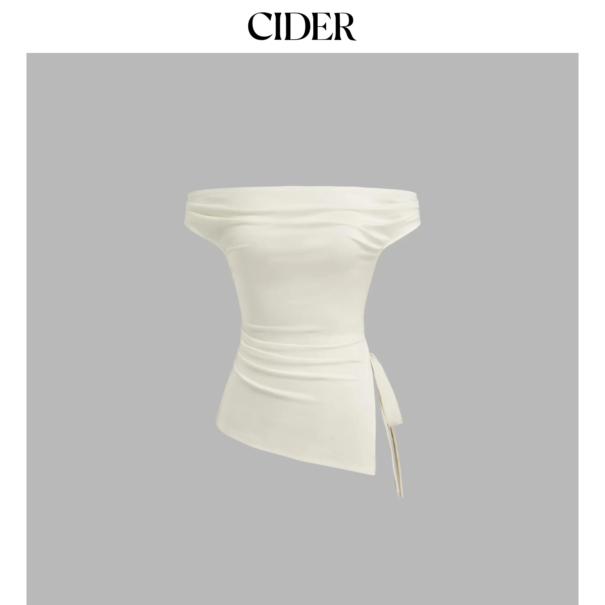 Cider Off-shoulder Ruched Knotted Asymmetrical Hem Top SummerWins SummerFinds