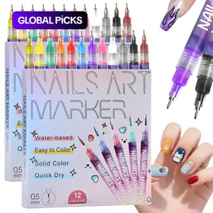 12-Color 3D Nail Art Pen Set, 0.5mm Fine Tip, Dotting Drawing Liner Brush, Ideal for DIY Nail Art and Manicure Decoration