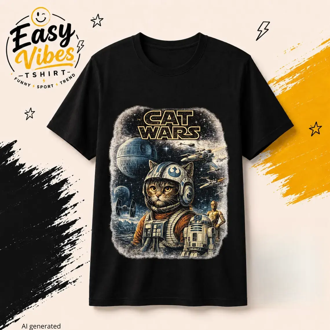 Skywalkers Viral Climb T-Shirt, Cat Wars Movie Parody T-Shirt, Jedi Cat Shirt, Vintage Distressed Sci-Fi Tee, Nerd Outfit, Retro Cat Tee, Cat Mom Gift, Star Movie Fans