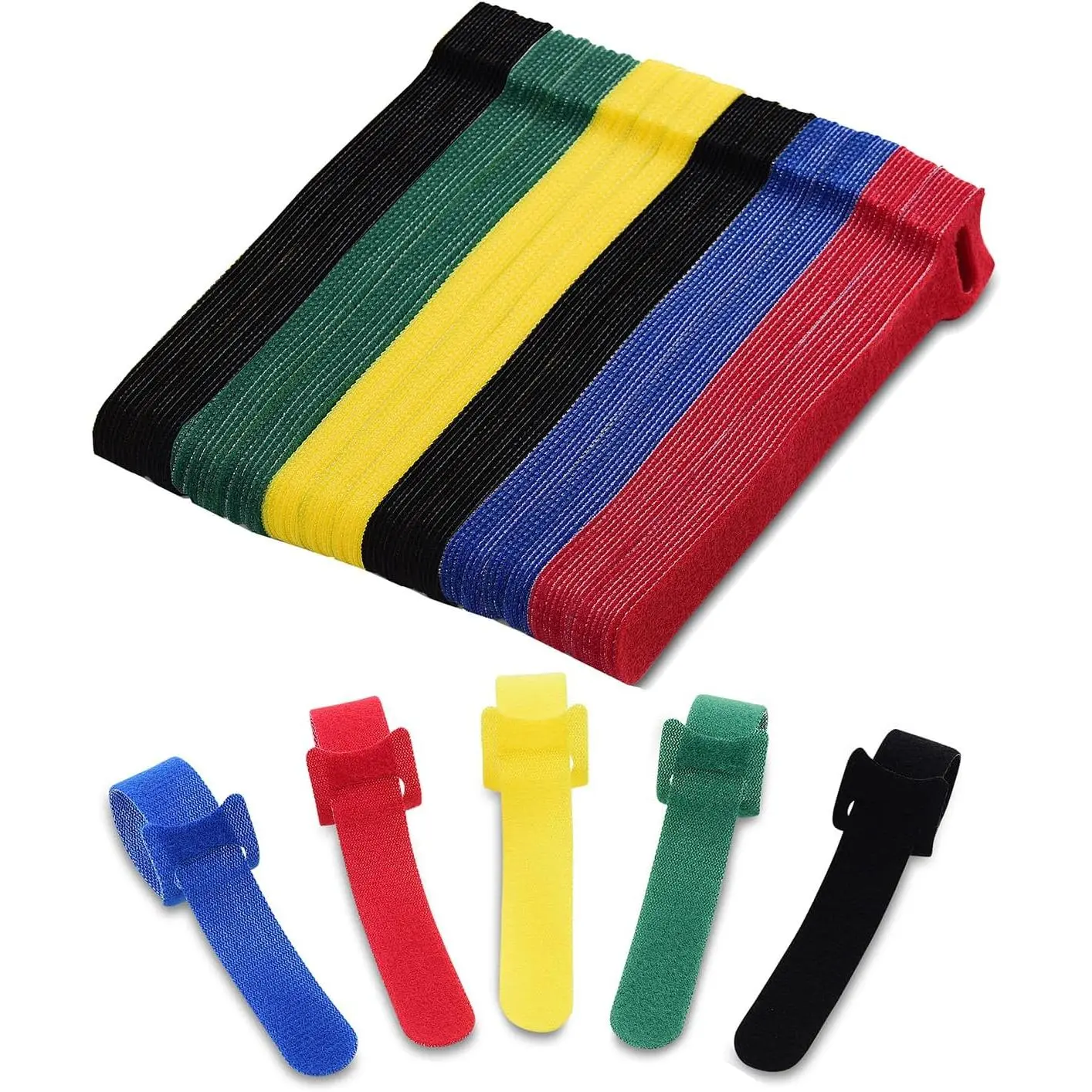 120 Pack Reusable Cable Ties 6 Inch – Multi-Color Hook and Loop Cord Ties  Wire Management – Color-Coded Cable Straps  Electronics, PC, Desk & Gaming Setup