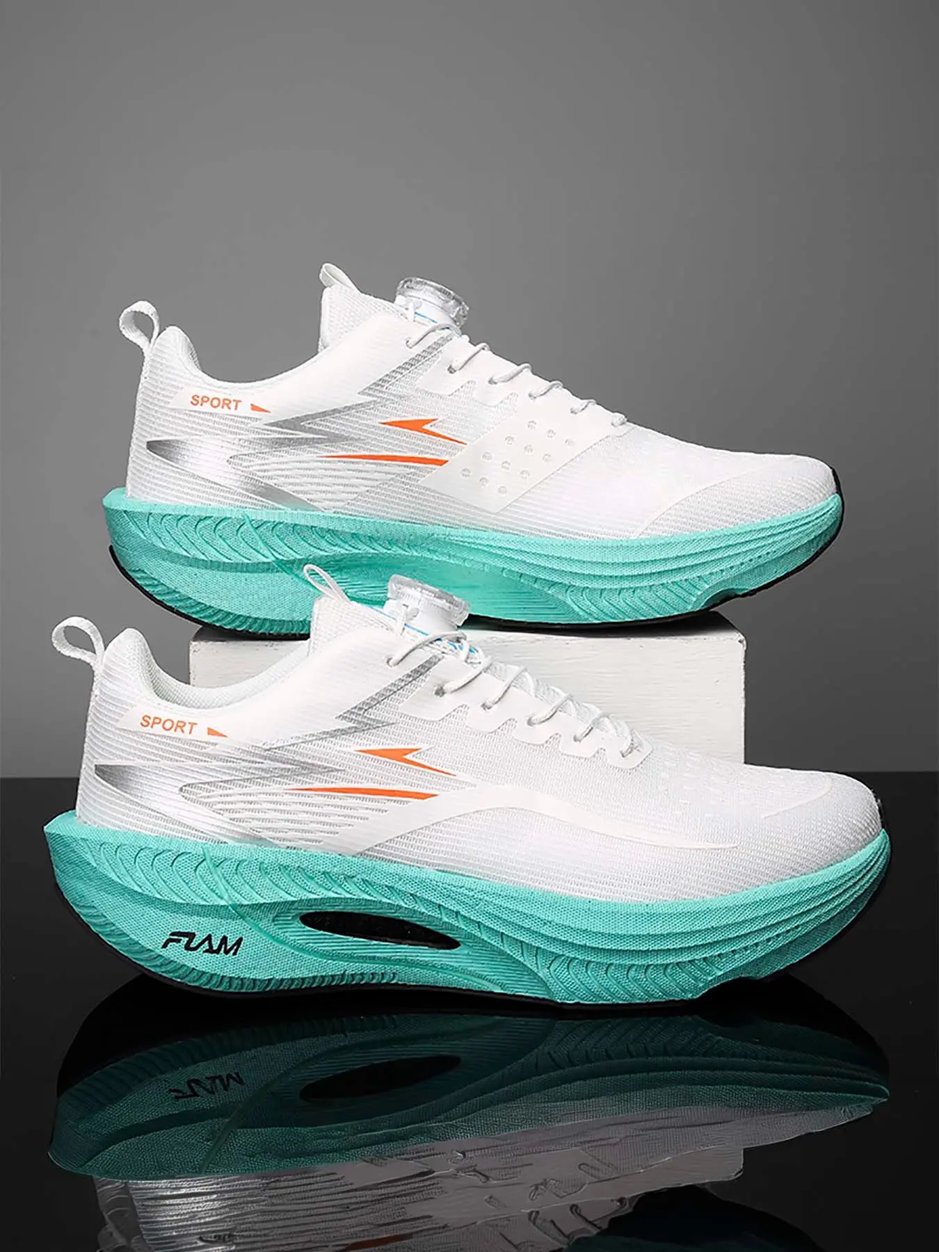 Men's Knob Buckle Mesh Running Shoes, Shock Absorption Rebound Sports Shoes, Lightweight Anti-Slip Tieless Running Shoes, Athletic Running Shoes, Runner Athletic Shoe