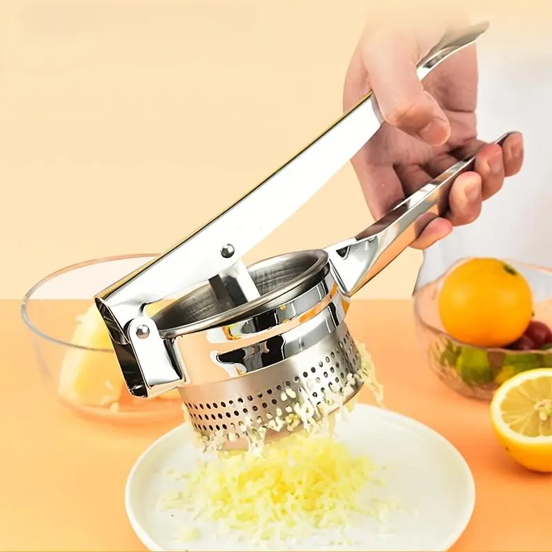 1pc Potato Ricer, Heavy-Duty Stainless Steel Kitchen Gadget with Ergonomic Handle, Smooth Fluffy Mashed Potato & Fruit-Vegetable Press Tool for Home Supplies