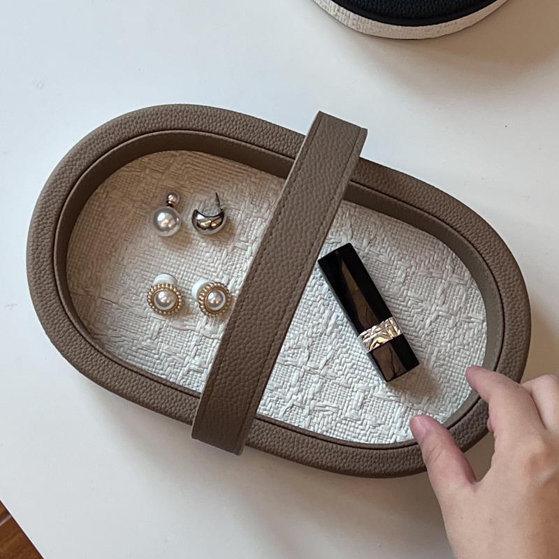High-grade Sense Light Luxury Leather Tray Table Porch Coffee Table Key Storage Tray Sundry Lipstick Cosmetics Storage Box