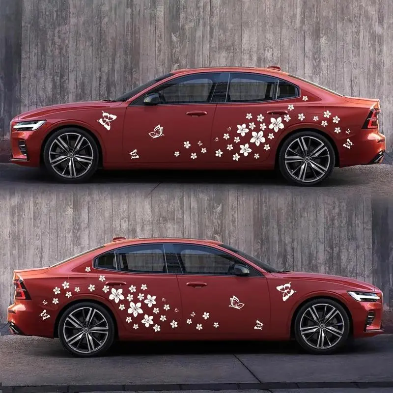 Funky Waterproof Vinyl Butterfly Flower Stickers - Cute Car Accessories, Fashion Vehicle Decoration for Car Doors, Cute Stickers, Accessories For Car