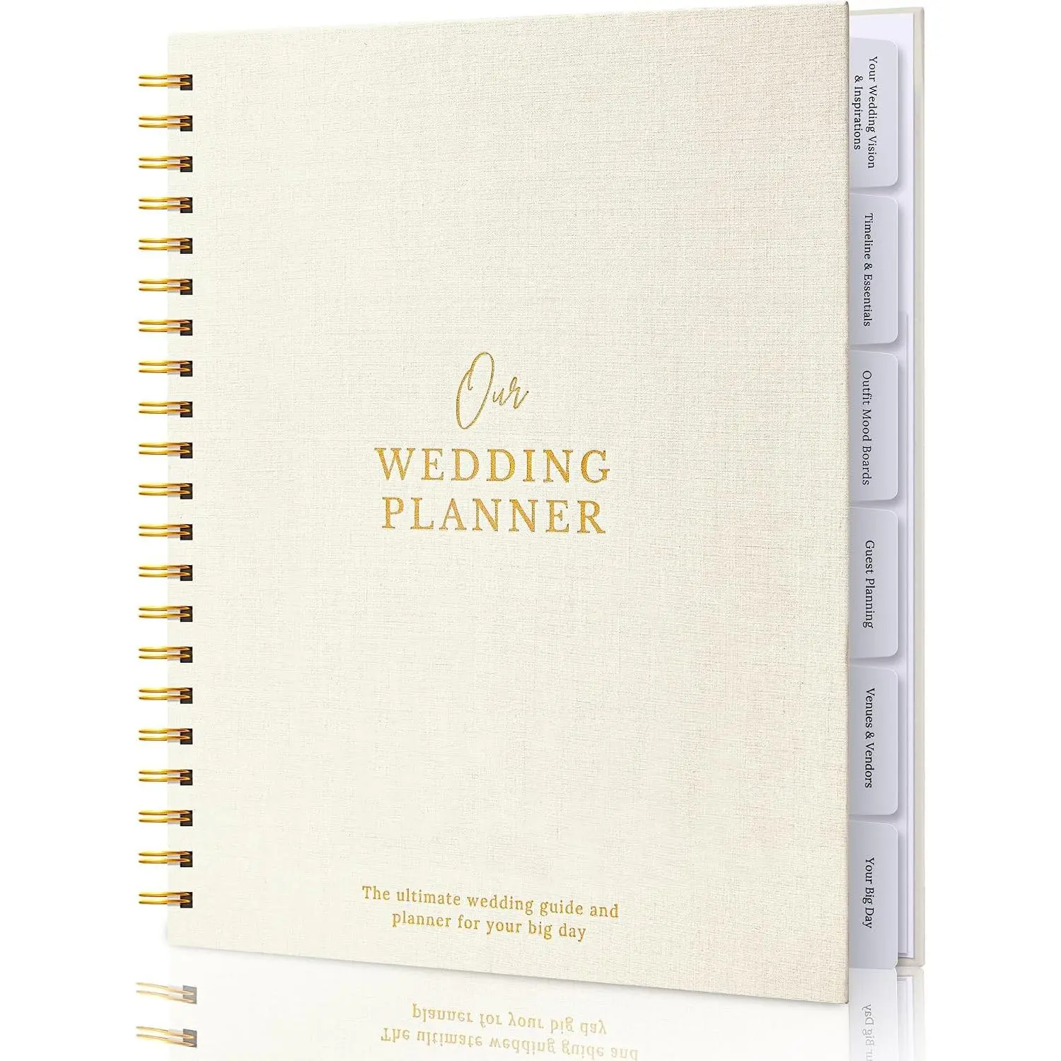 Premium Linen Wedding Planner Book and Organizer – Comprehensive Keepsake & Countdown Binder, Perfect Engagement Gift for Women, 11" x 9" (Cream)