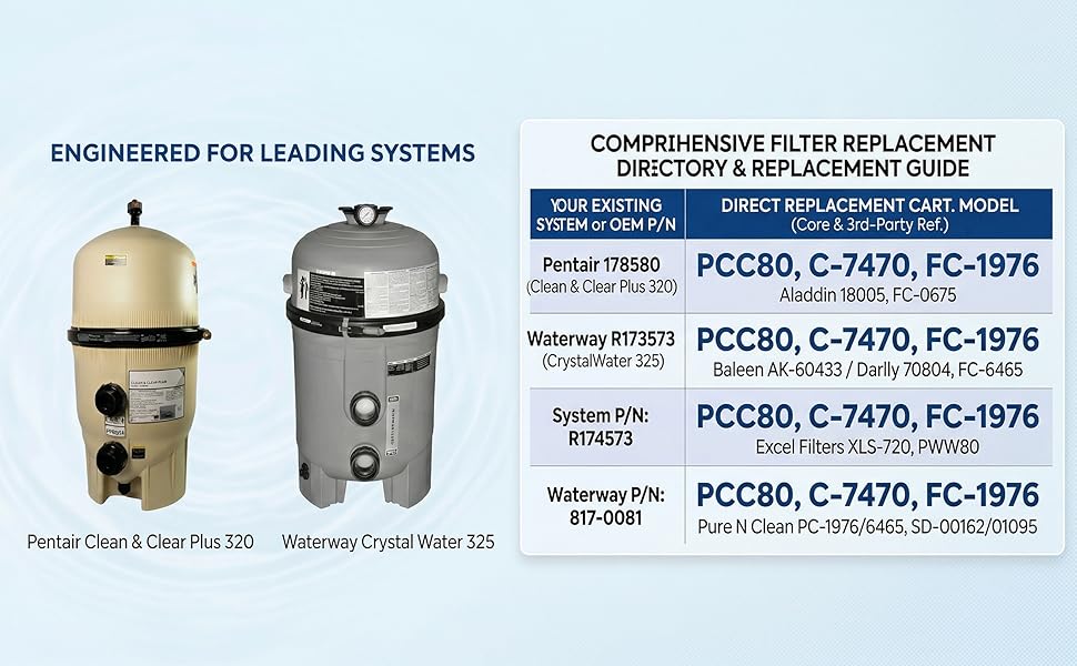 CCP320 Pool Filters Cartridge Compatible with Pentair Clean & Clear Plus 320, Replaces Pleatco PCC80-PAK4, Pentair R173573, 178580, 160340, 4×80 sq. ft, 4-Pack