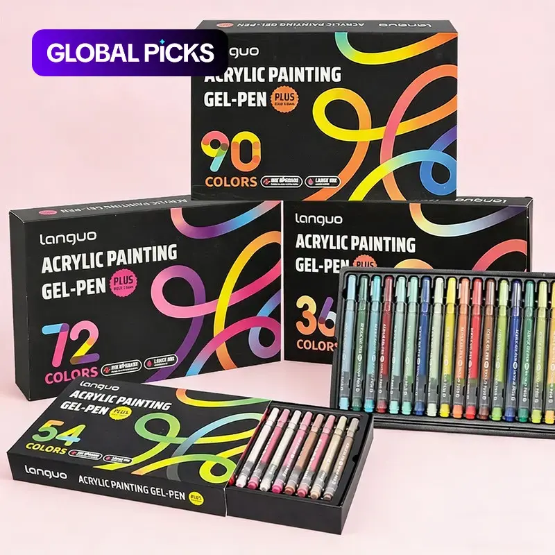 Acrylic Painting Gel Pens 36-90 Colors, Christmas Drawing Supplies, Art Marker Set, Coloring Materials Set, 1.0mm Broad Tip, High Saturation Waterproof Quick Dry, Professional Art Use #GLOBAL PICKS