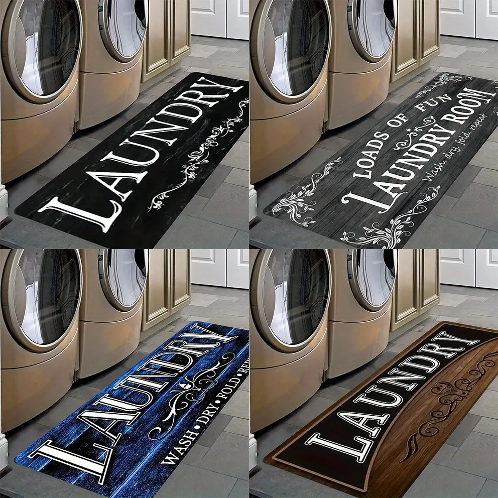 Laundry Room Mat, "Laundry Room" Flannel Rug, Soft Washable Non-Slip Floor Mat, Home Decor Carpet for Laundry Room, Kitchen & Entryway
