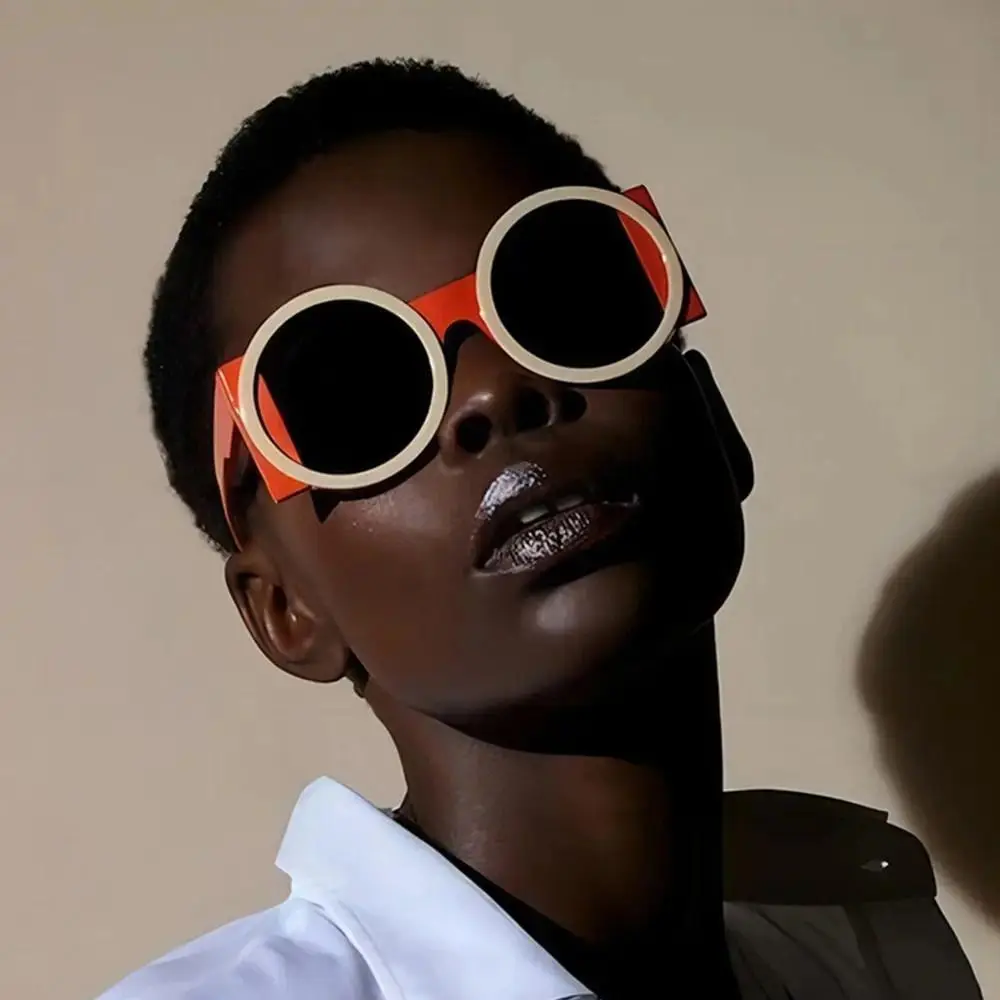 Fashion Oversized Round Sunglasses for Women Men, Unique Contrast Color Shades, UV400 Protection Gradient Lenses, Y2K Driving Beach Vacation Outfits