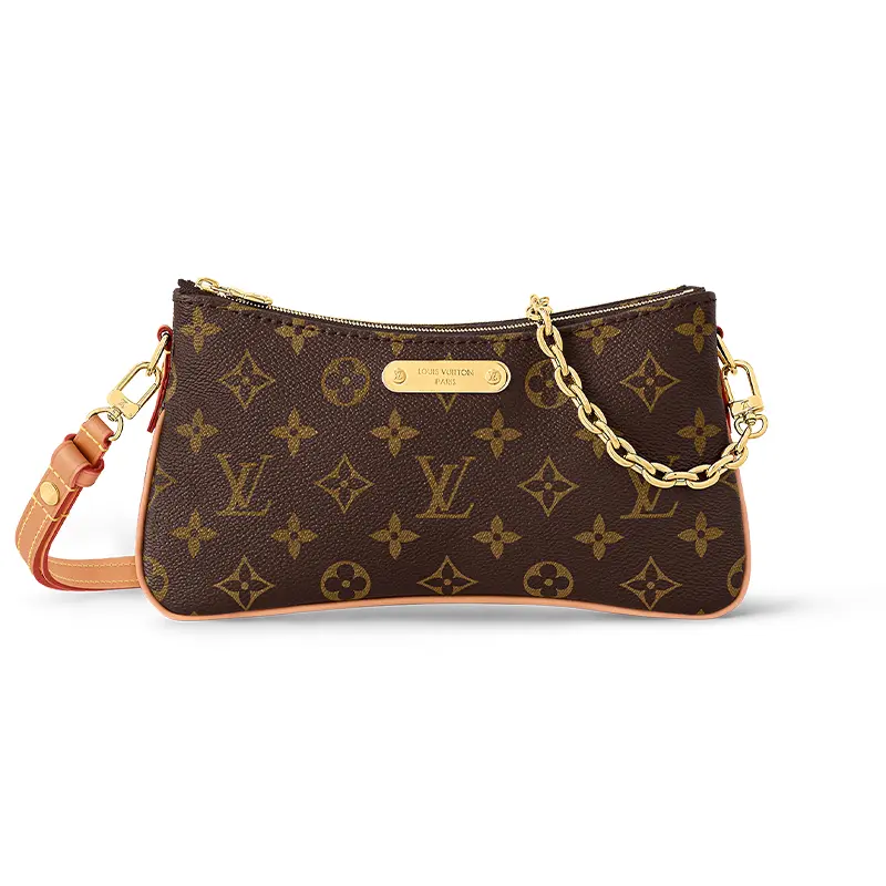 Louis Vuitton Liv Pochette Handbag for Women, Monogram Coated Canvas, Brown, Zip Closure