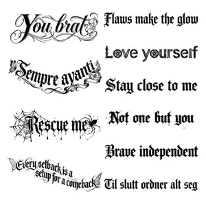 Personalized slogan pattern, semi permanent tattoo, waterproof and long-lasting for 7-15 days, cool and trendy herbal temporary tattoos stickers 6 * 22cm water transfer printing process