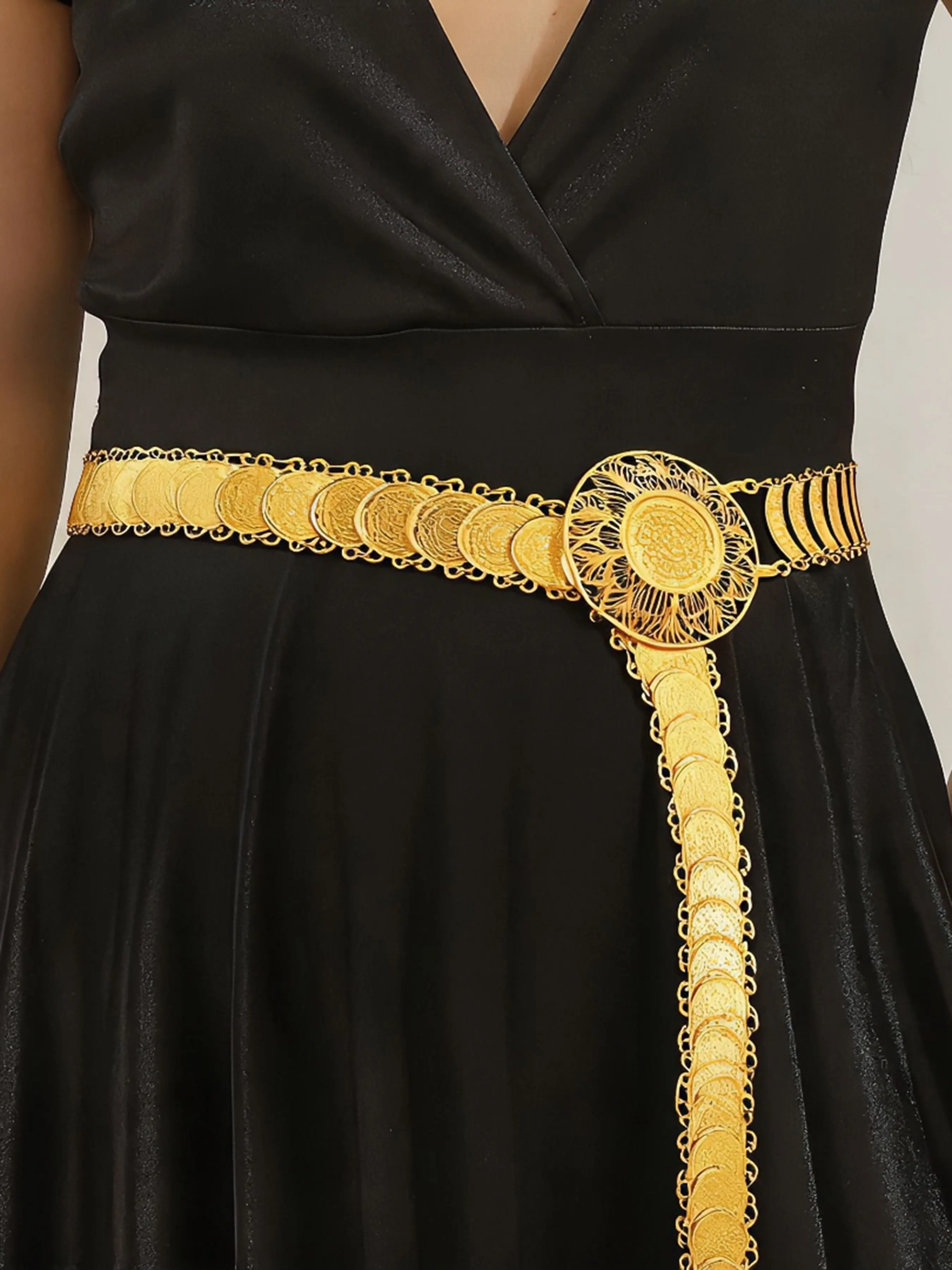 Metal Belt, Belt Chain, Ethnic Style Women's Belt, Turkish Kurdish Costume Accessory, Wedding Belly Dance Stage Performance Jewelry, Beach Party Accessory
