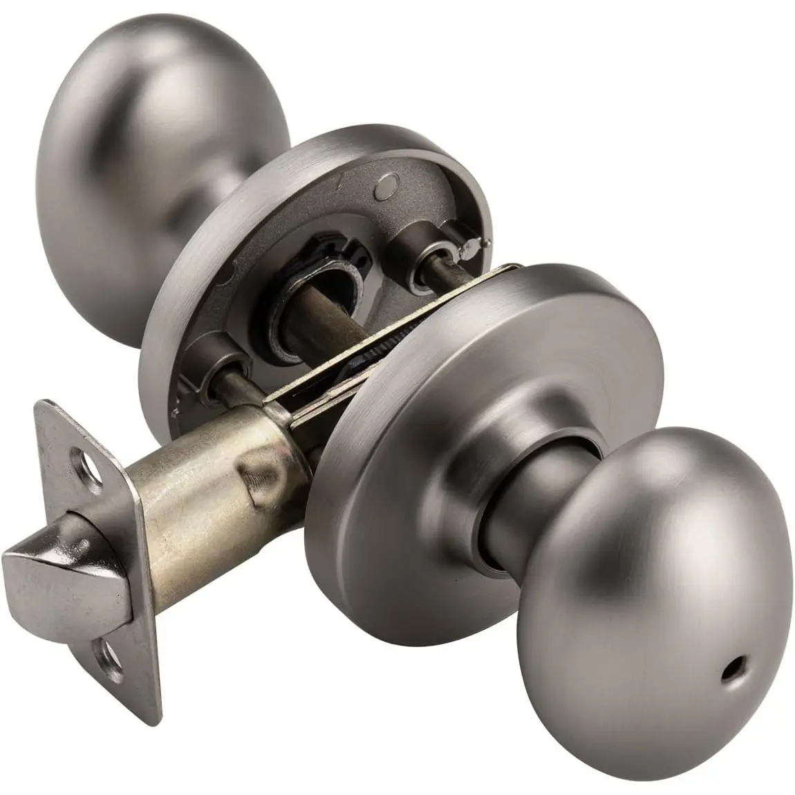 Brushed Nickel Door Knobs Interior with Turn Lock, Egg Door Knob for  Bath & Bedroom, Heavy Duty & Easy Install