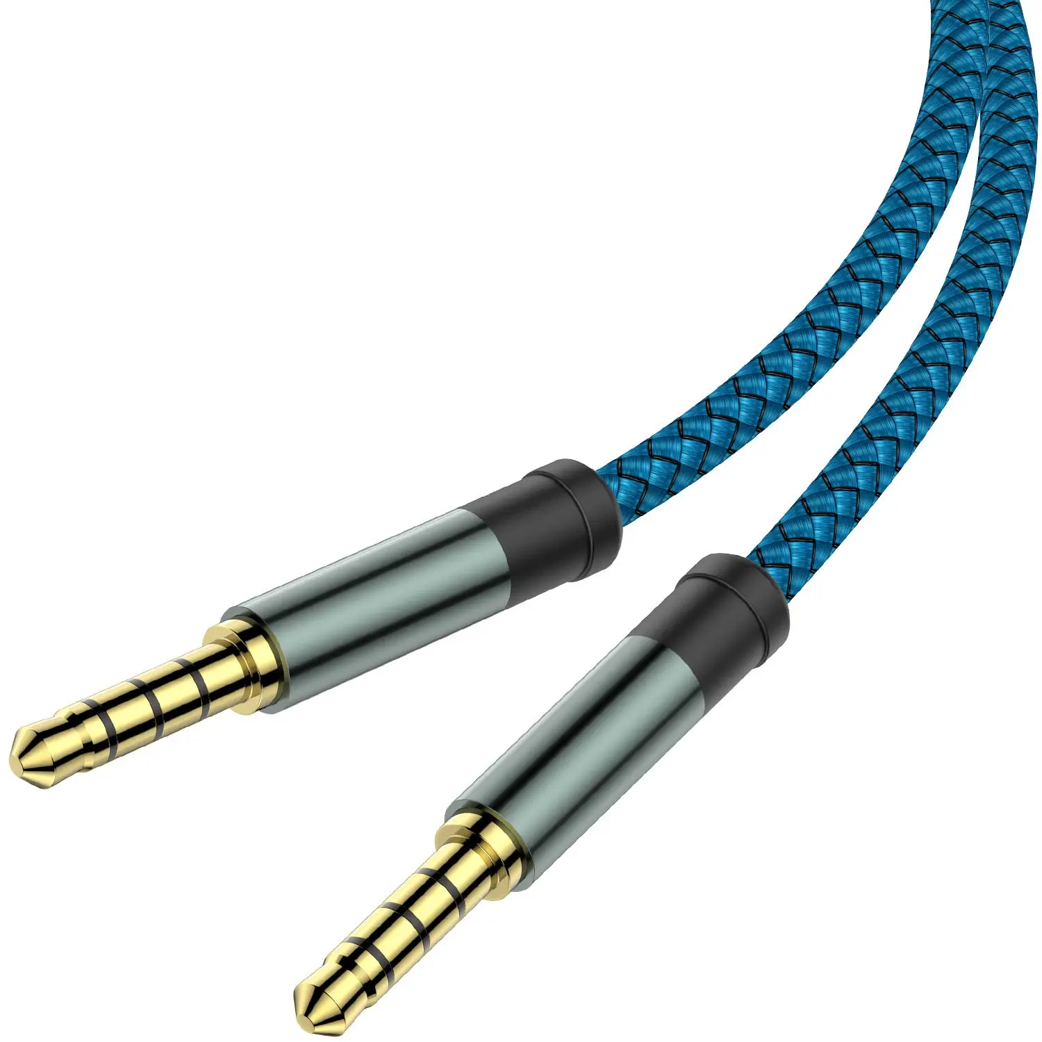 2 Pack Wired 3.5mm TRRS 4-Conductor (4 Pole) Aux Cable with Mic - 5Ft Nylon Braided Audio Cable for Music, Car Stereos - Compatible with Sony, Android Devices, AirPods - Accessories: Protective Case, HDMI Splitter, Multi-Function Cleaning Kit