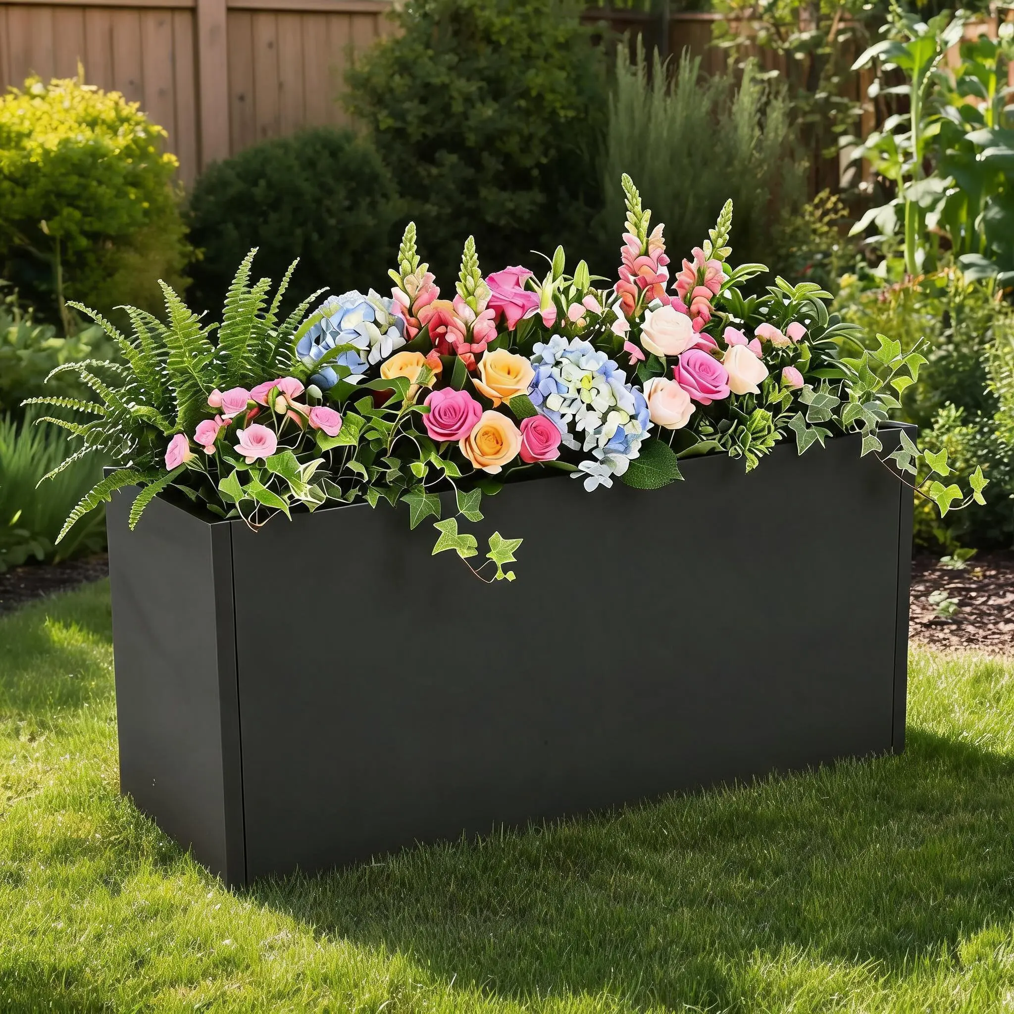 Heavy Duty Metal Planter Box – Rectangular Iron Raised Garden Bed, Large Outdoor Container for Patio, Backyard, Deck, Vegetables, Flowers & Herbs