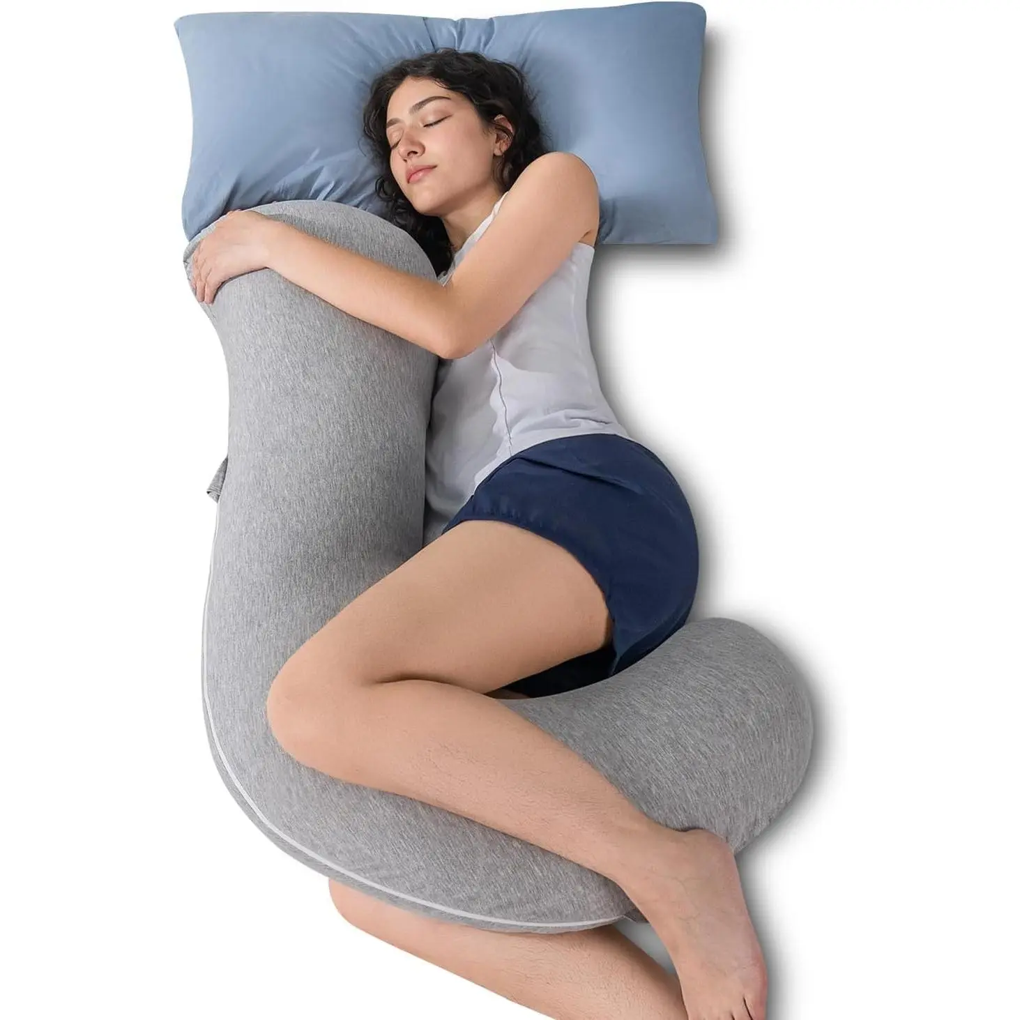 Body Pillow, Full Body Pillow for Side Sleepers, Cooling Soft S Hug Pillow for Adults, Grey