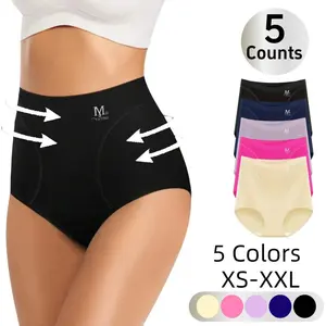 5-Pack High Waist Seamless Shapewear Panties for Women – Soft Breathable Briefs, Lightweight Control Underwear for Everyday Comfort Fit Womenswear Elegant Knit Leggings Love Outfit Polyester Smooth Jeans Solid Summer Trouser Minimalist Bottom